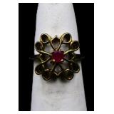 Sterling ruby ring, lab created