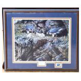 Framed 33x28 Peregrine Falcon Family art NO SHIP
