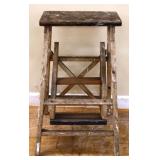 Vintage wood fold out step ladder