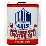 Vntg 2 gallon United Associates Motor Oil can