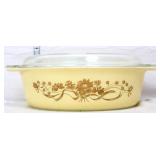 Vntg Pyrex golden bouquet #045 dish w/ lid