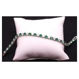 Emerald/white sapphire bracelet, lab created