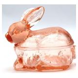 Pink glass bunny candy dish