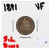 1891 seated liberty dime