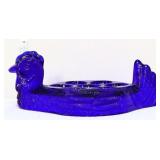 Cobalt glass hen egg dish