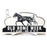 Vntg metal Old Home Week tag topper