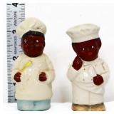 Pair vntg Americana 3in chef salt/pepper shakers