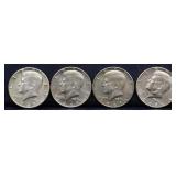 Lot of 4 1967 Kennedy half dollars