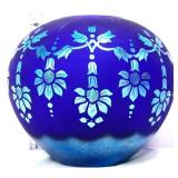 Fenton 6in blue favrene satin sunflower vase