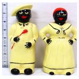 Pair vtg Americana 8in figural salt/pepper shakers