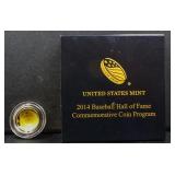 2014 Baseball Hall of Fame $5 gold coin in box