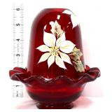 Fenton ruby red poinsettia ruffle base fairy lamp