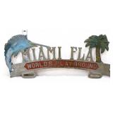 Vntg metal Miami Florida tag topper