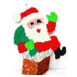 Vintage plastic popcorn 12x17.5 Santa art