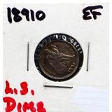 1891O seated liberty dime