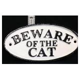 Cast iron Beware Of The Cat sign