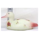 Fenton burmese satin duck w/ pink flowers