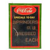 Vtg metal 19x27 Coca Cola menu board