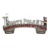 Vntg metal North Pole NY tag topper