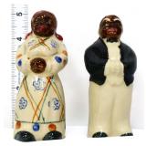 Pair vtg Americana 5in figural salt/pepper shakers