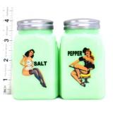 Pair jadeite salt/pepper shakers w/ pinups