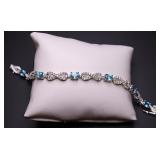 Blue topaz & white sapphire bracelet, lab