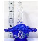 Fenton cobalt mini basket w/ white magnolias