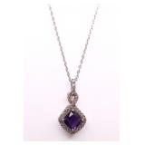 AMETHYST NECKLACE, LAB CREATED
