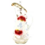 Vntg 13in water pitcher w/ gold stripe rim