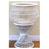 Vintage round white wicker planter see pics