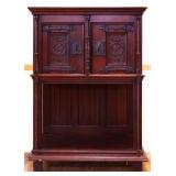 1920s carved 2 door cabinet