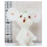 Fenton white satin mouse with holly leaves