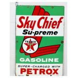Vntg porcelain 12x18 Sky Chief Petrox pump plate