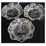 Lot of 3 pioneer clear 11in bowls