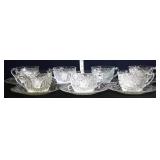 Lot of 8 pineapple floral cups with saucers