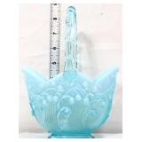 Fenton blue opalescent lily of valley basket