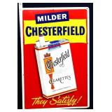 Vntg metal 12x18 Milder Chesterfield adv sign