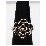 Sterling white sapphire flower ring lab created