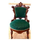 Victorian chair w/ green fabric