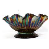 Fenton 10in black carnival flared hearts bowl