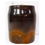 Vintage brown stone crock w/ lid