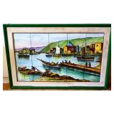 Vntg framed Italian scene painted tile are NO SHIP