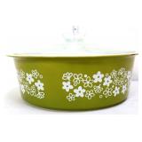 Vntg Pyrex spring blossom big bertha dish w/ lid