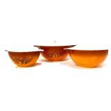Lot of 3 vntg Pyrex brown gradiant mixing bowls