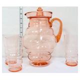 Vintage 4 piece pink depression beverage set