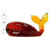 Vntg Pilgrim amber glass whale figure