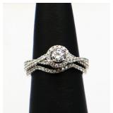 Sterling white sapphire wedding set lab created