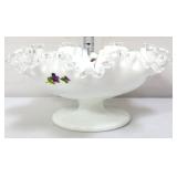 Fenton silvercrest open compote w/ violets