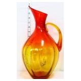 Amberina 14in crackle glass pitcher