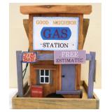 Folk art gas station bird house